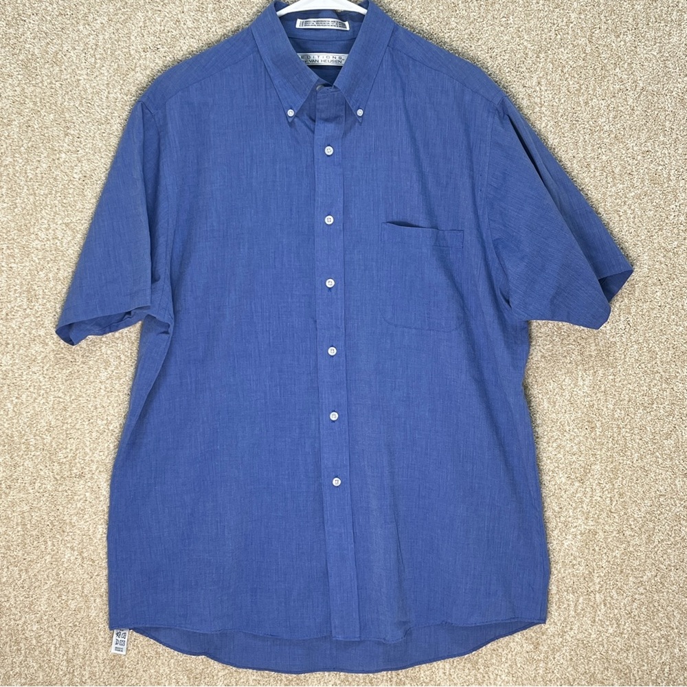 Imperfect men’s blue button down shirt cotton blend‎ 16.5 short sleeved casual